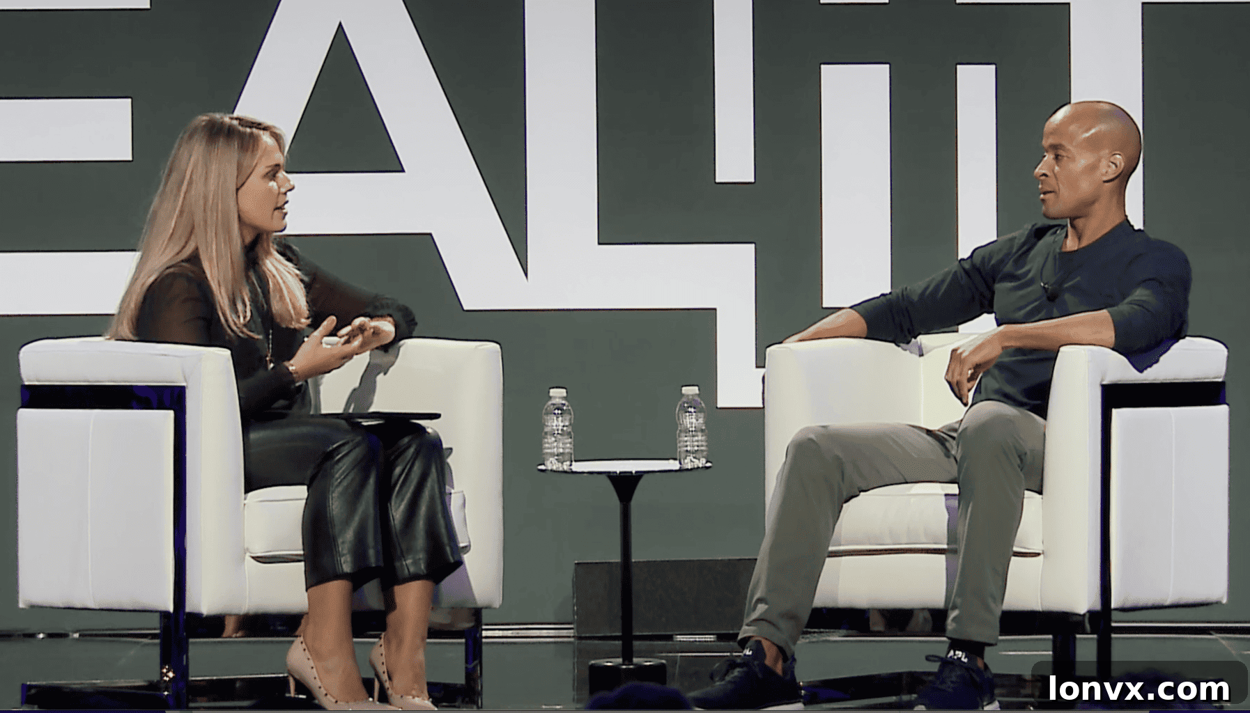 Jordana Springgay (left) and David Goggins at OREA’s Reality+ Conference in November 2022