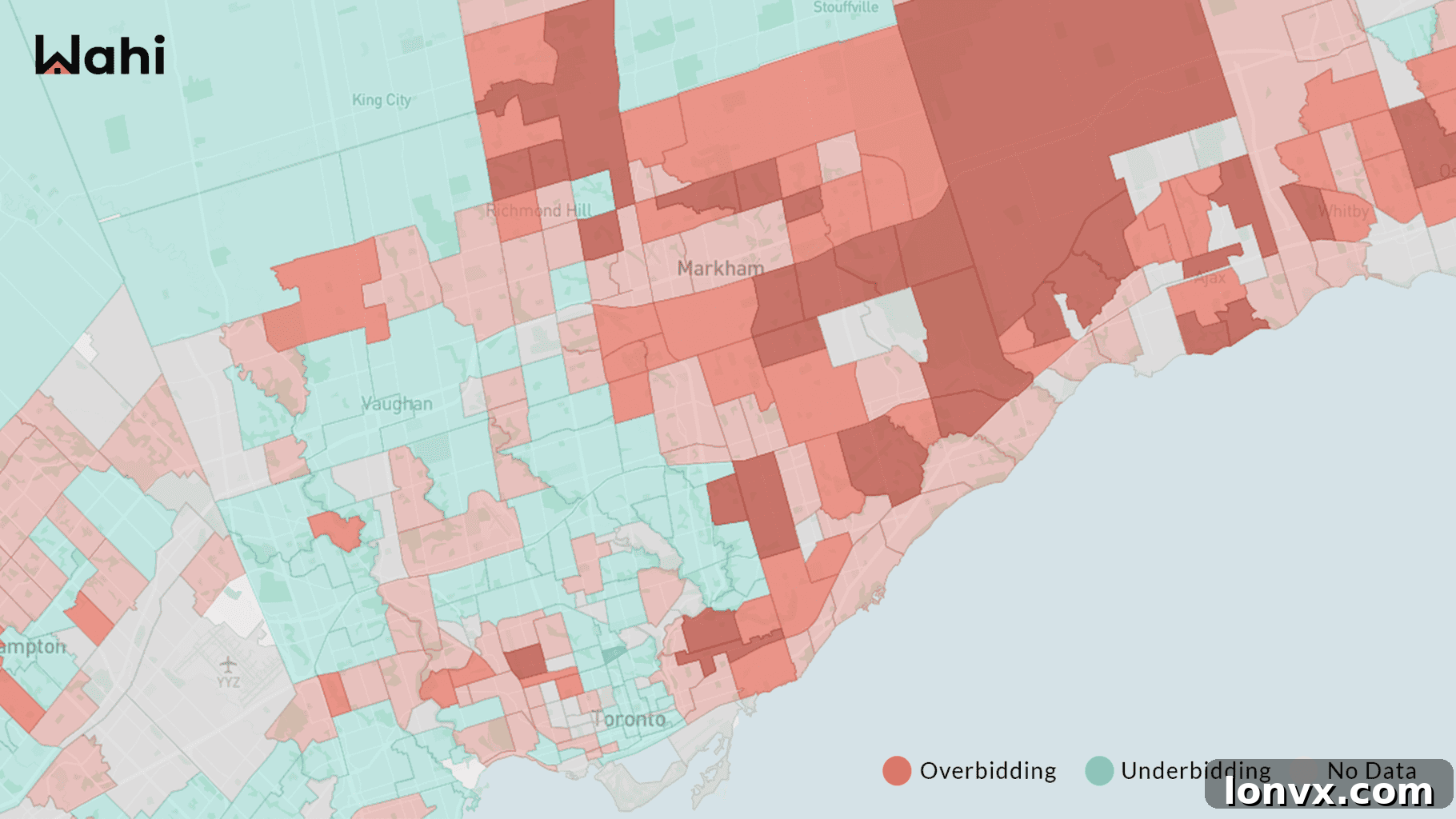 GTA Overbidding Neighborhoods April 2026 Map