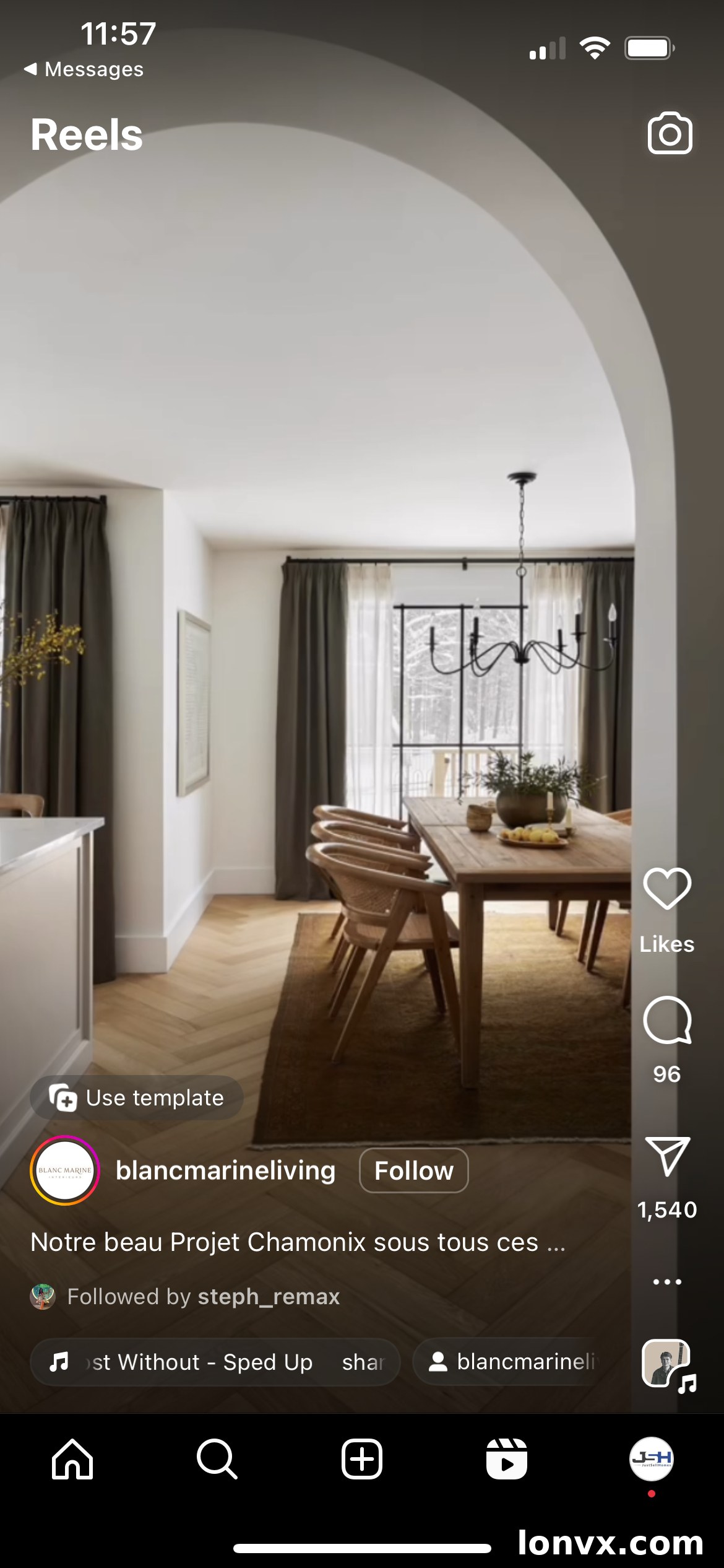 Real estate slideshow displaying nine stunning interior and exterior photos of a modern home, perfect for Instagram Reels