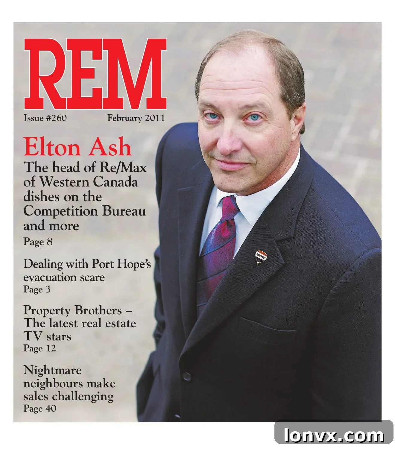 Elton Ash on the cover of Real Estate Magazine in February 2011