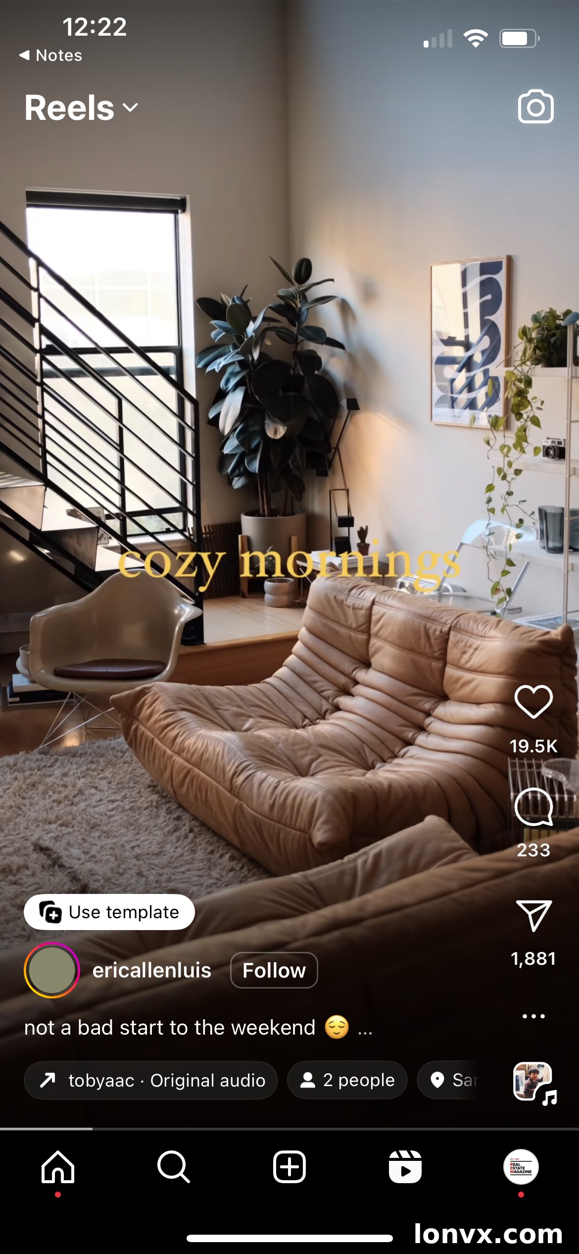 Cozy mornings Reel trend example showcasing a home's inviting spaces