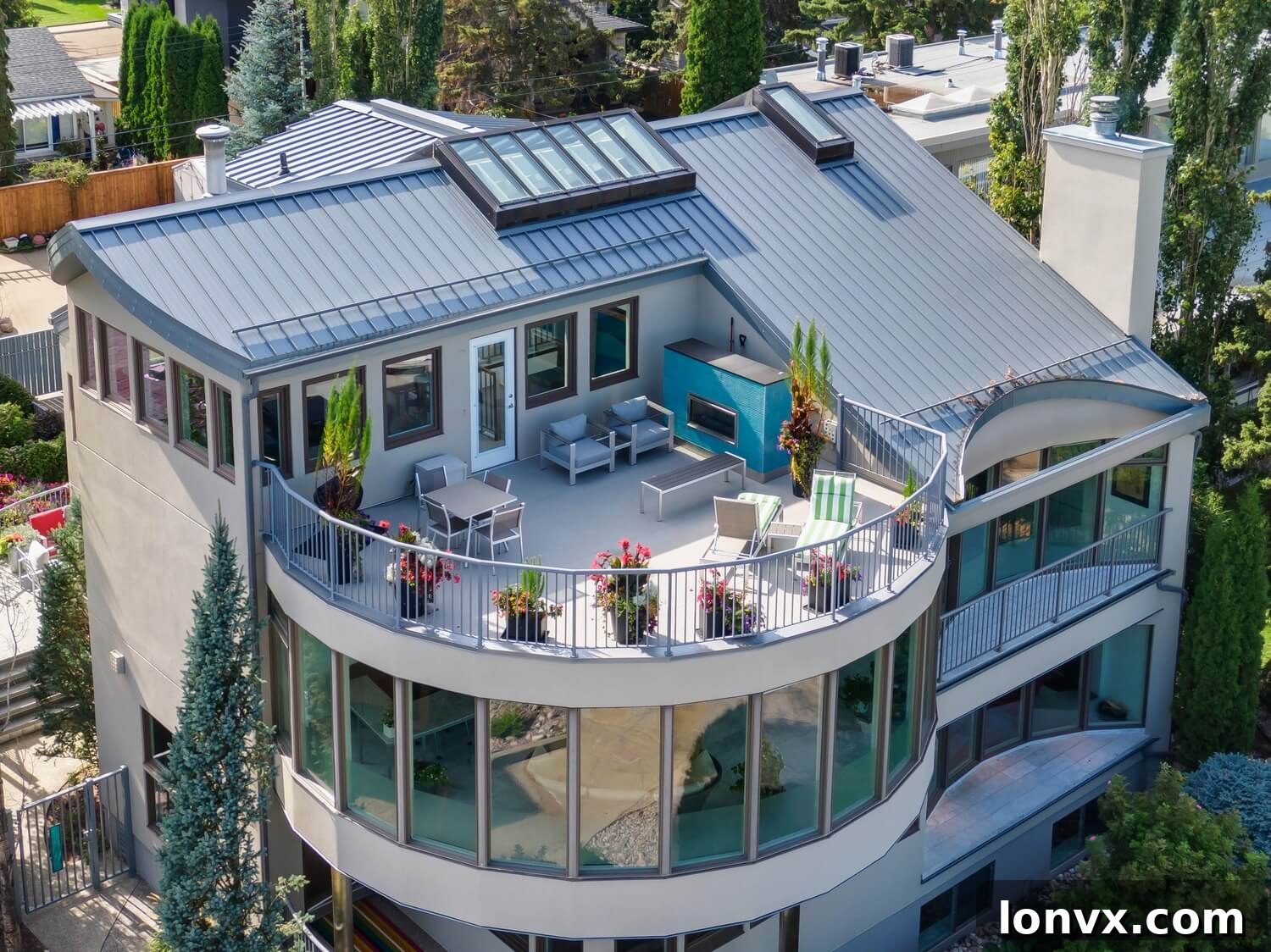 Interior view of the luxurious Edmonton home, showing sophisticated finishes, spacious living areas, and expansive windows that frame the natural surroundings.
