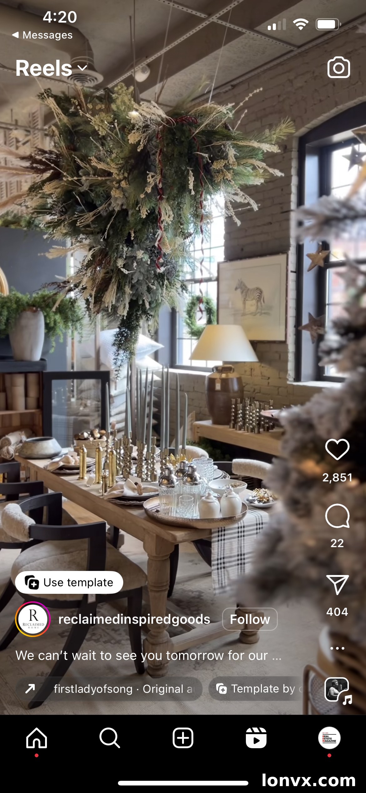 Screenshot of Instagram Reel interface guiding through the 'Sleigh Bells Jingling' trend