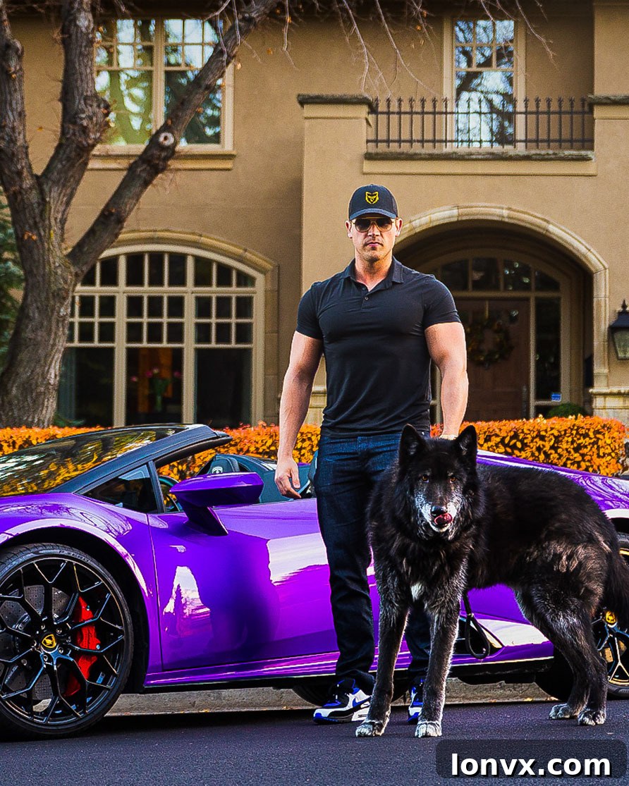 Mike Sherrard's purple Lamborghini with EXPRLTY license plate