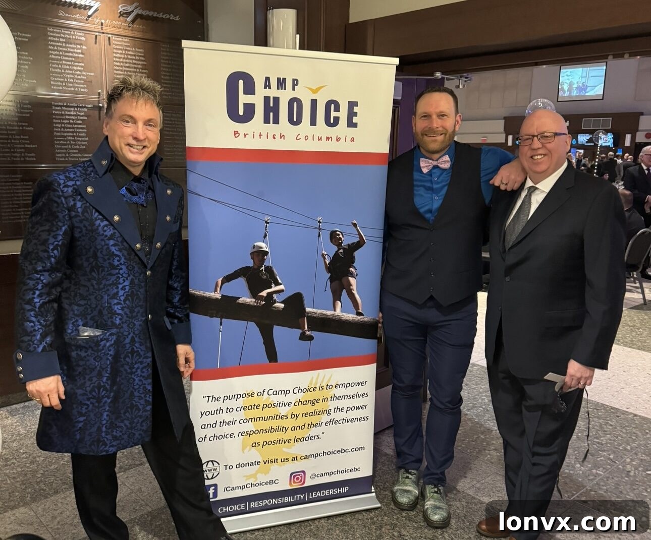 Phil Moore, Trevor Koot (BCREA) and Jeff King (GVR) at Camp Choice Gala