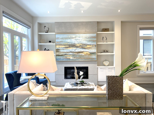 A beautifully staged living room with a clear focal point created by a large window and thoughtfully arranged furniture.