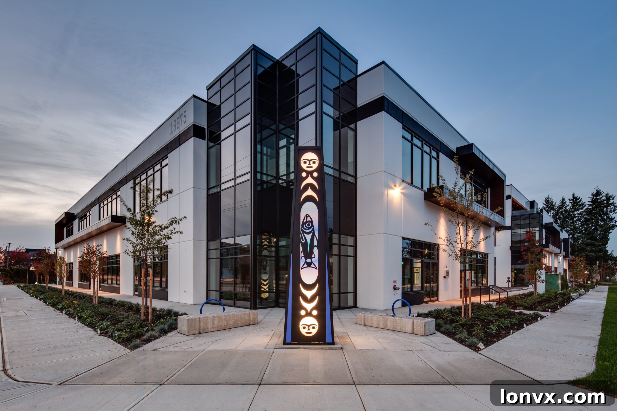 Modern multi-storey industrial building with various integrated functions.