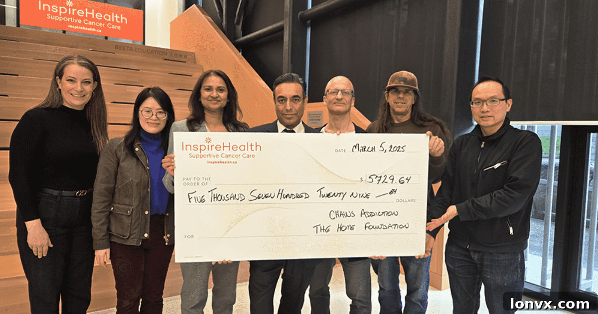 Cheque presentation from Chains Addiction and The Home Foundation to InspireHealth representatives