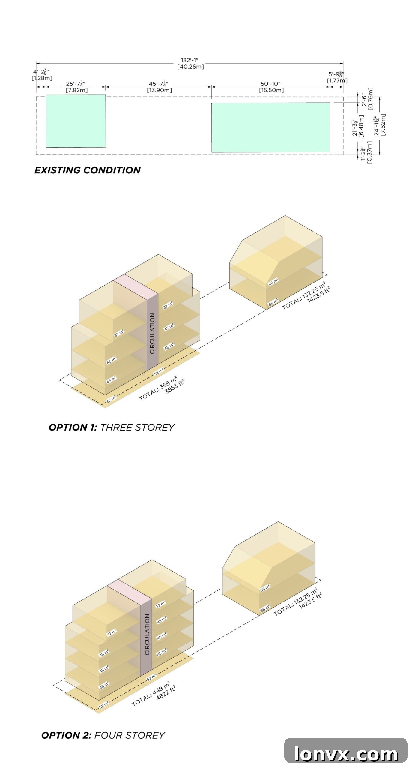 Architectural rendering illustrating potential multi-family housing development on a single-family lot due to GTA zoning changes.