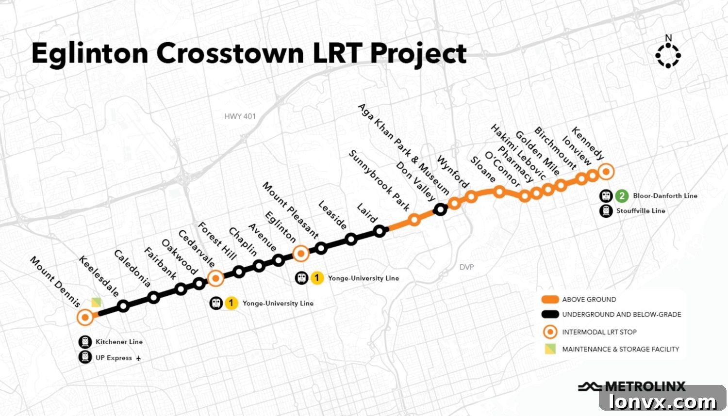 Eglinton LRT train moving through Toronto